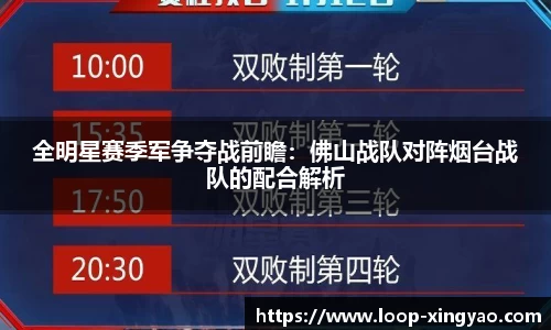 全明星赛季军争夺战前瞻：佛山战队对阵烟台战队的配合解析
