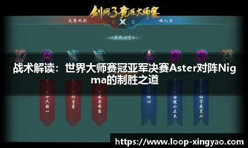 战术解读：世界大师赛冠亚军决赛Aster对阵Nigma的制胜之道